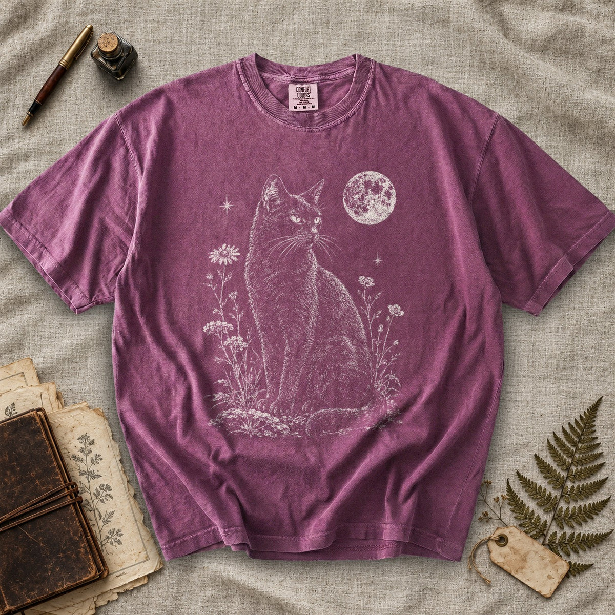 Black Cat and Wildflowers T-Shirt