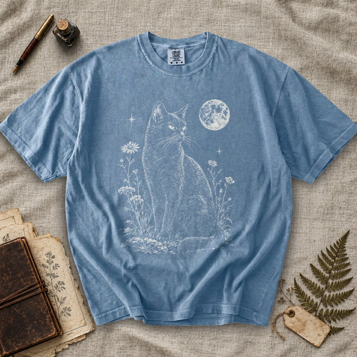 Black Cat and Wildflowers T-Shirt