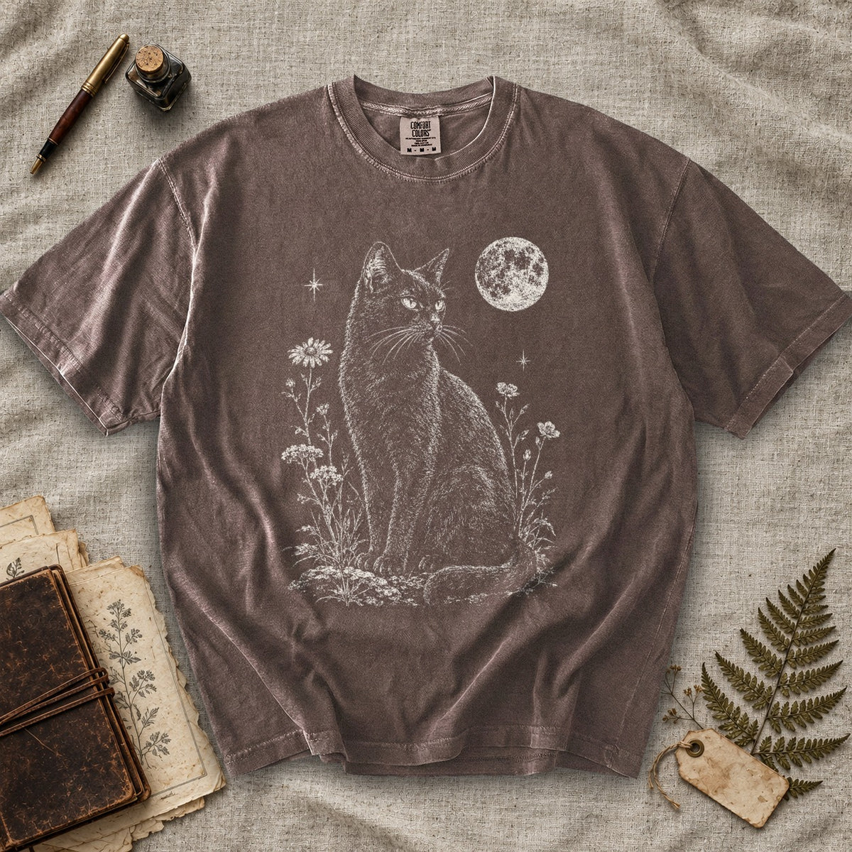 Black Cat and Wildflowers T-Shirt