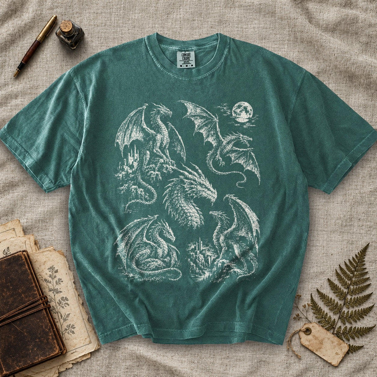 Dragons and Castles Moon T-Shirt