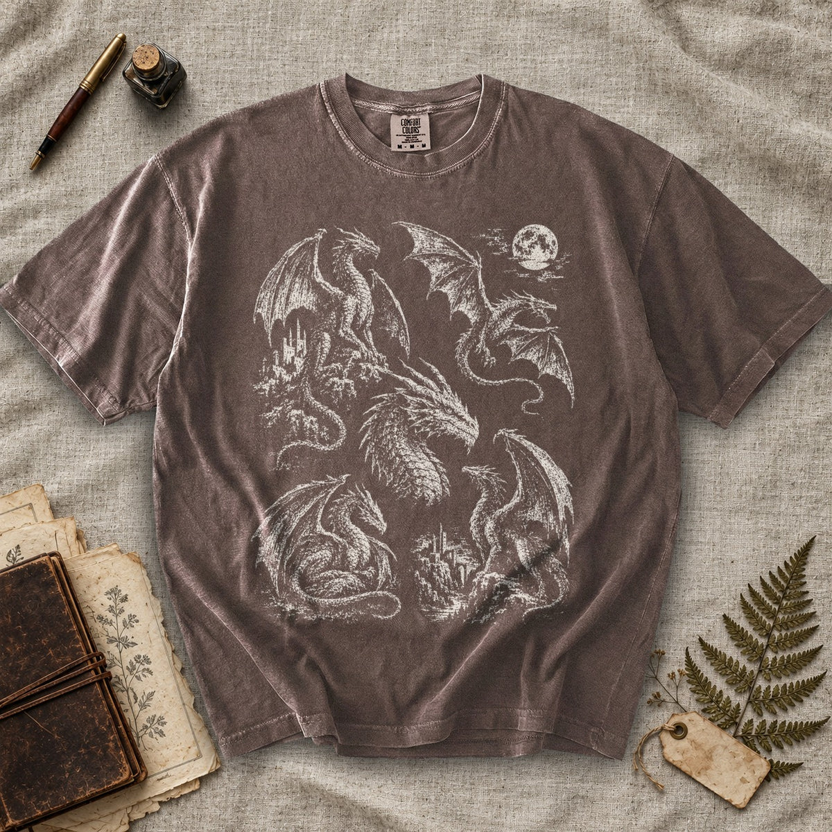 Dragons and Castles Moon T-Shirt