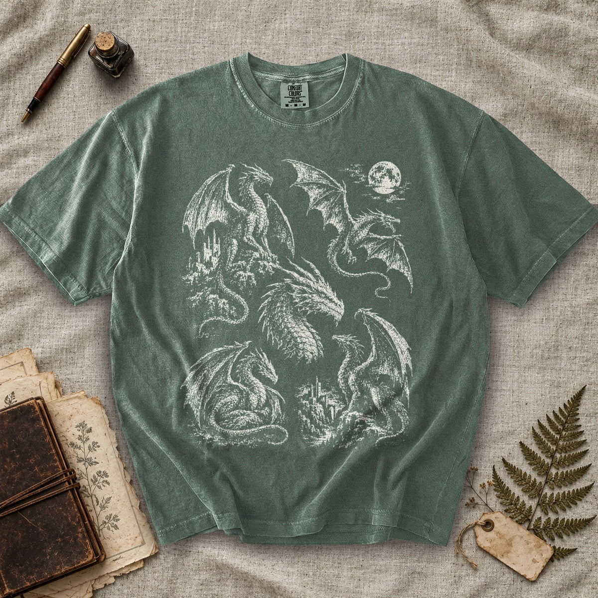 Dragons and Castles Moon T-Shirt