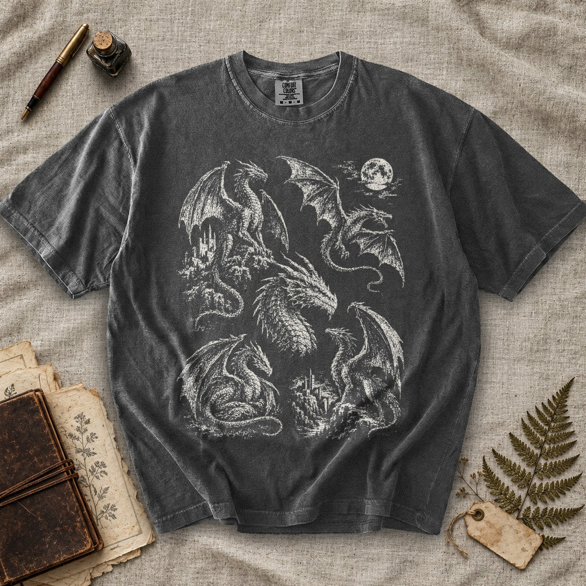 Dragons and Castles Moon T-Shirt