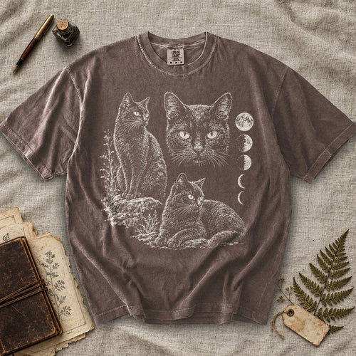 Black Cat Moon Phases Portrait T-Shirt
