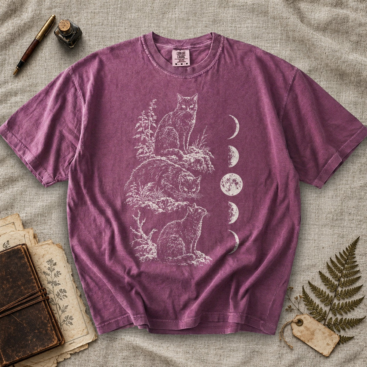 Black Cat Moon Phases Trio T-Shirt
