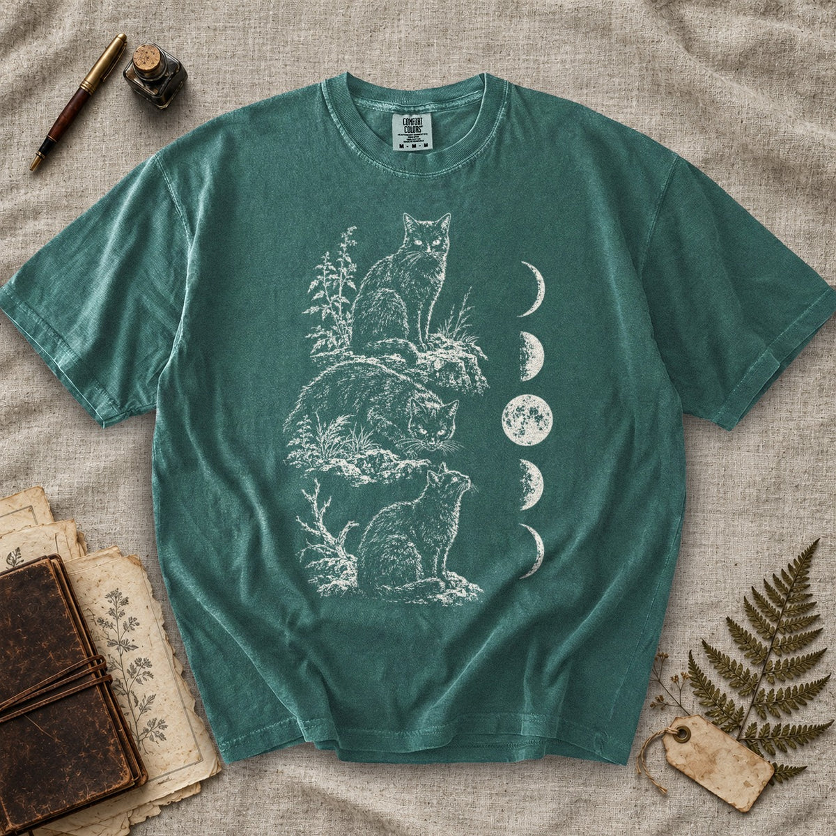 Black Cat Moon Phases Trio T-Shirt