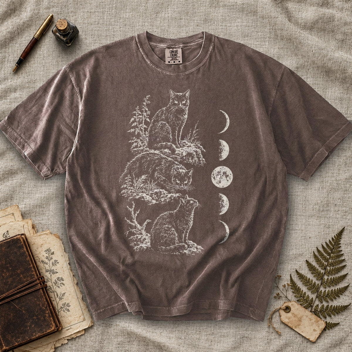 Black Cat Moon Phases Trio T-Shirt