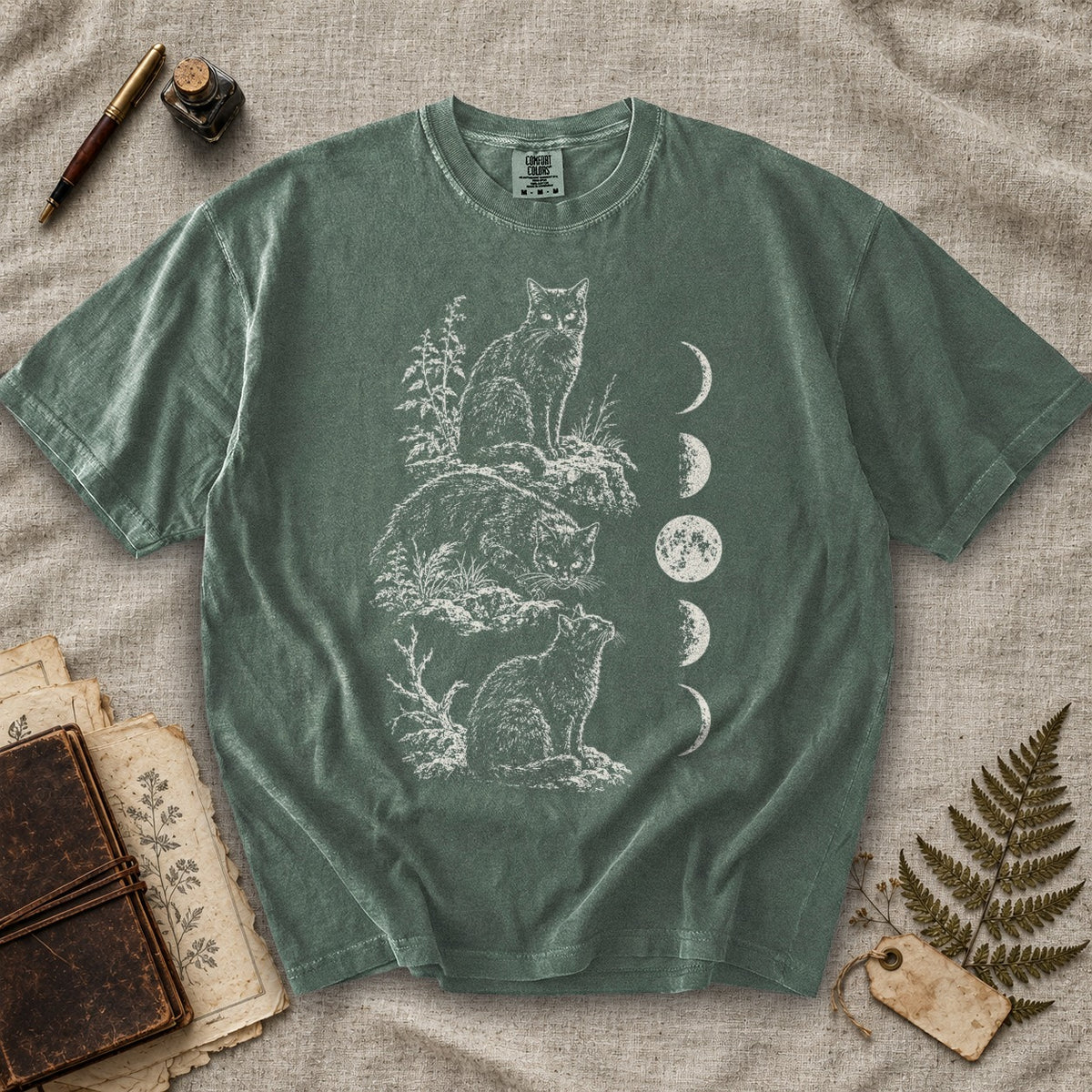 Black Cat Moon Phases Trio T-Shirt
