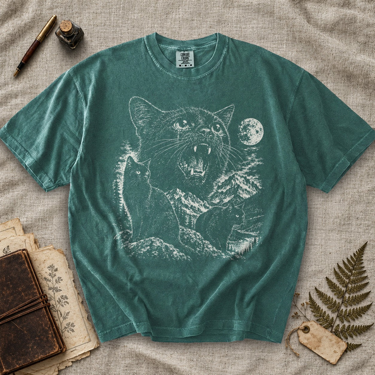 Weeping Black Cat Moon T-Shirt