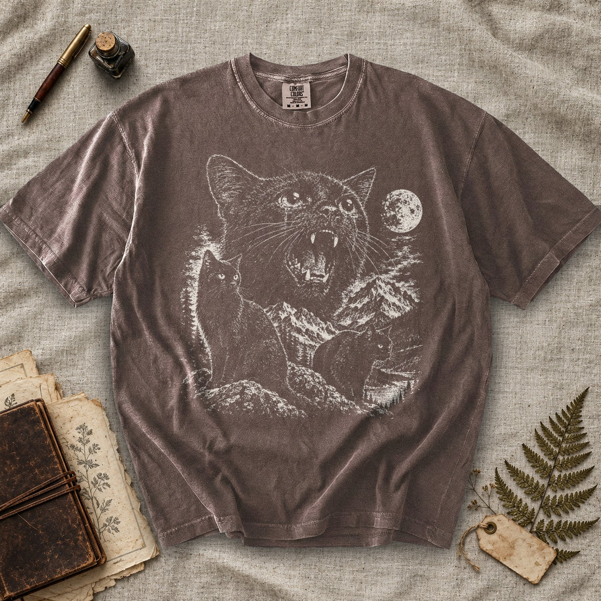 Weeping Black Cat Moon T-Shirt