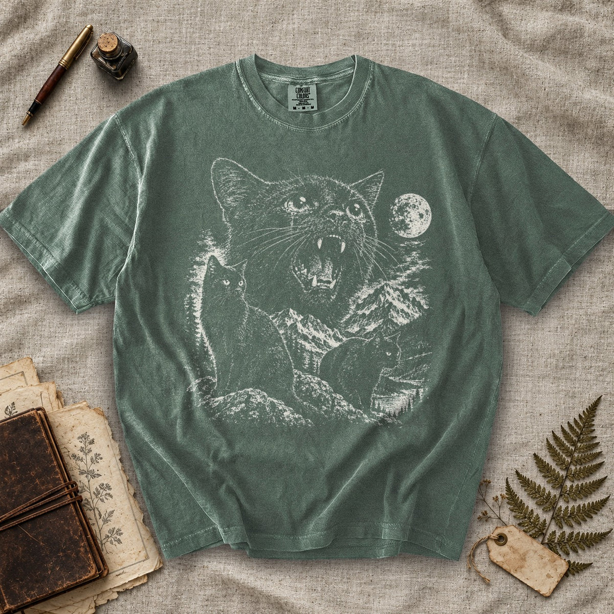 Weeping Black Cat Moon T-Shirt