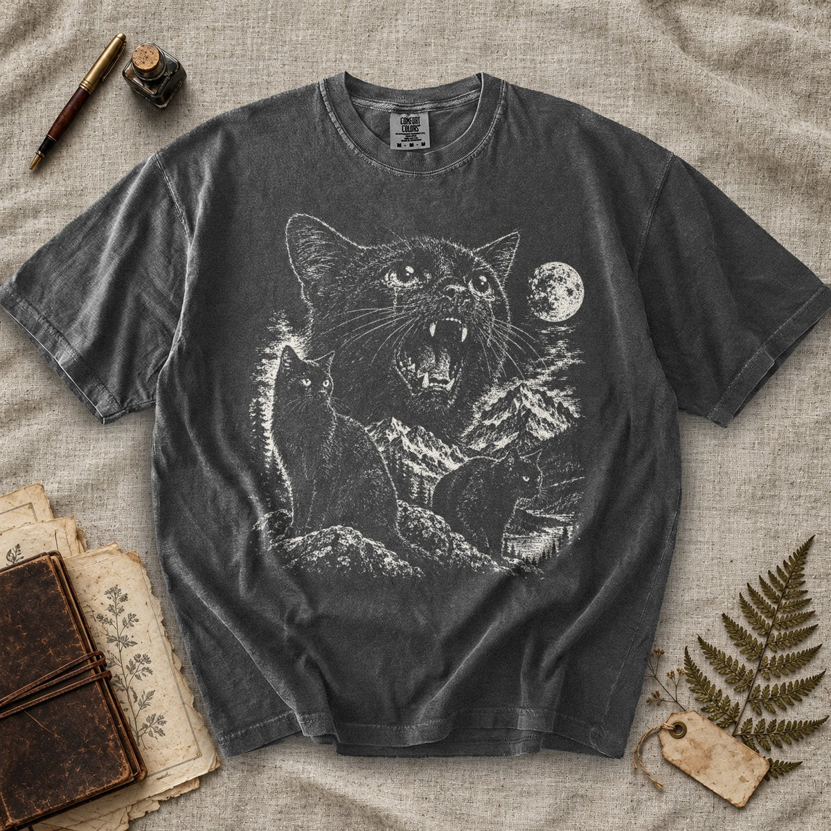 Weeping Black Cat Moon T-Shirt
