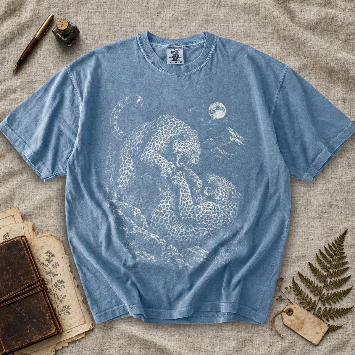Fighting Leopards Moon T-Shirt