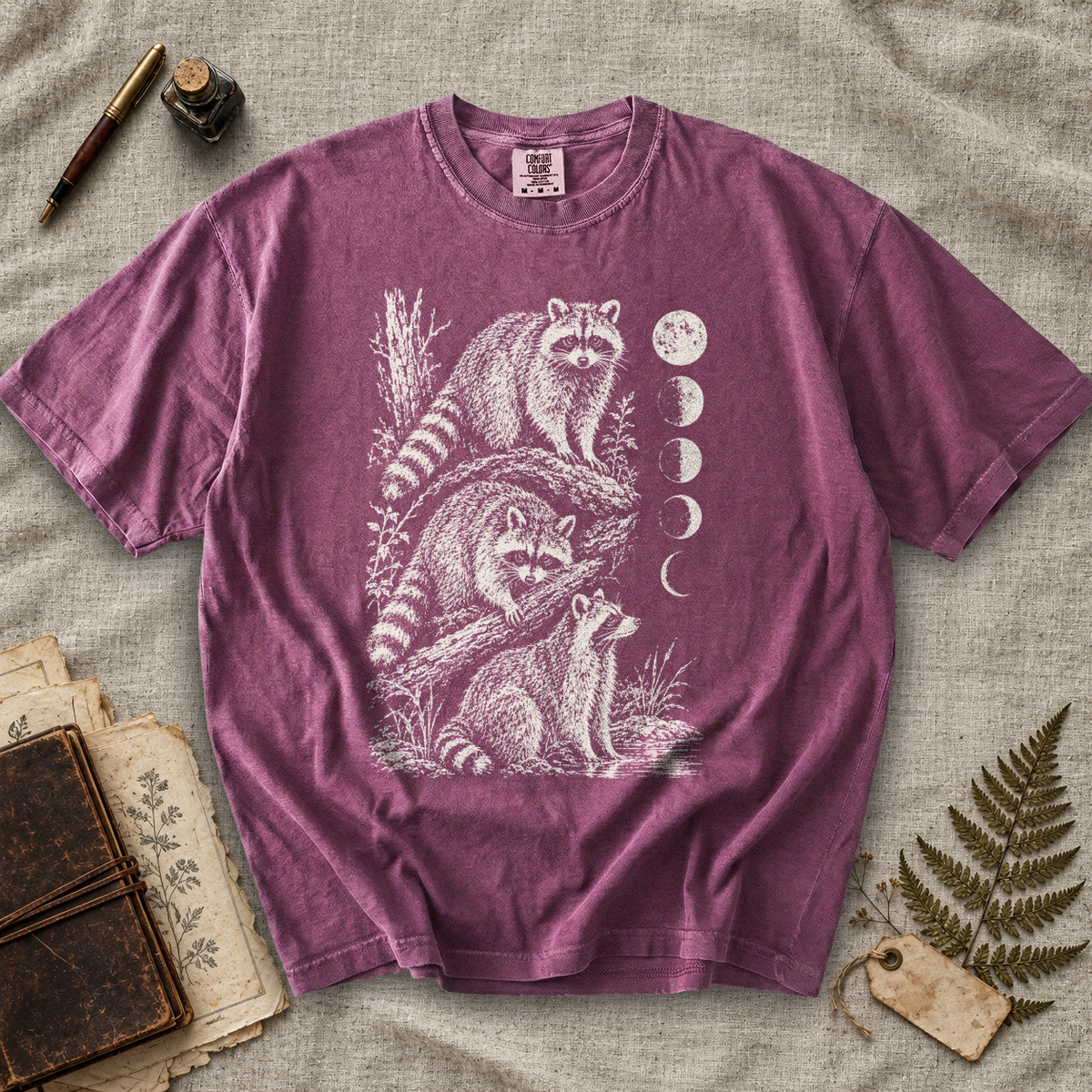 Raccoon Moon Phases T-Shirt