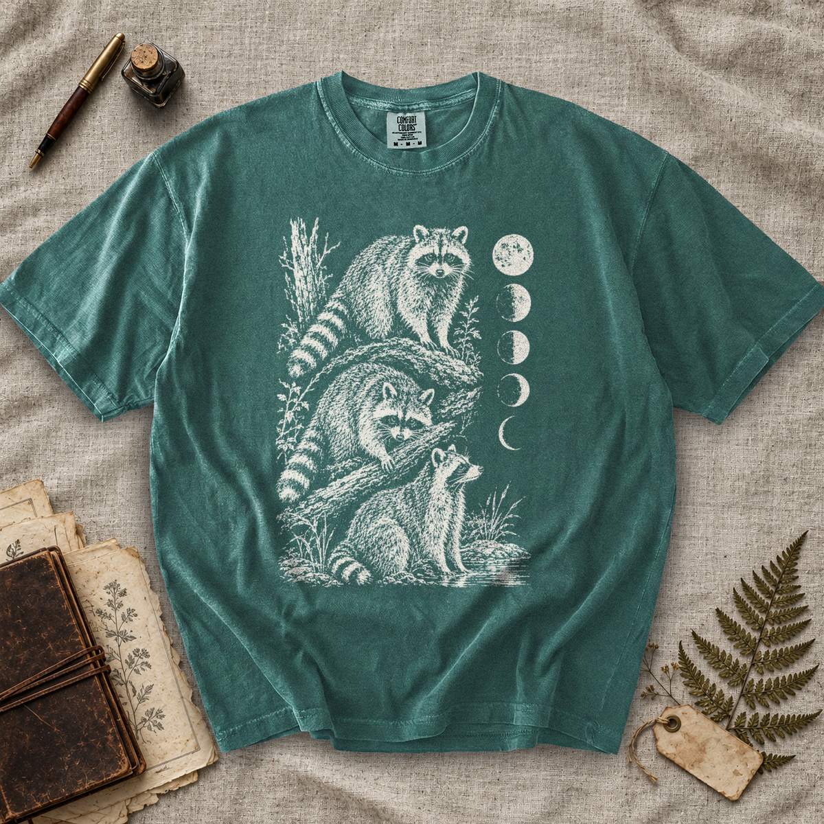 Raccoon Moon Phases T-Shirt