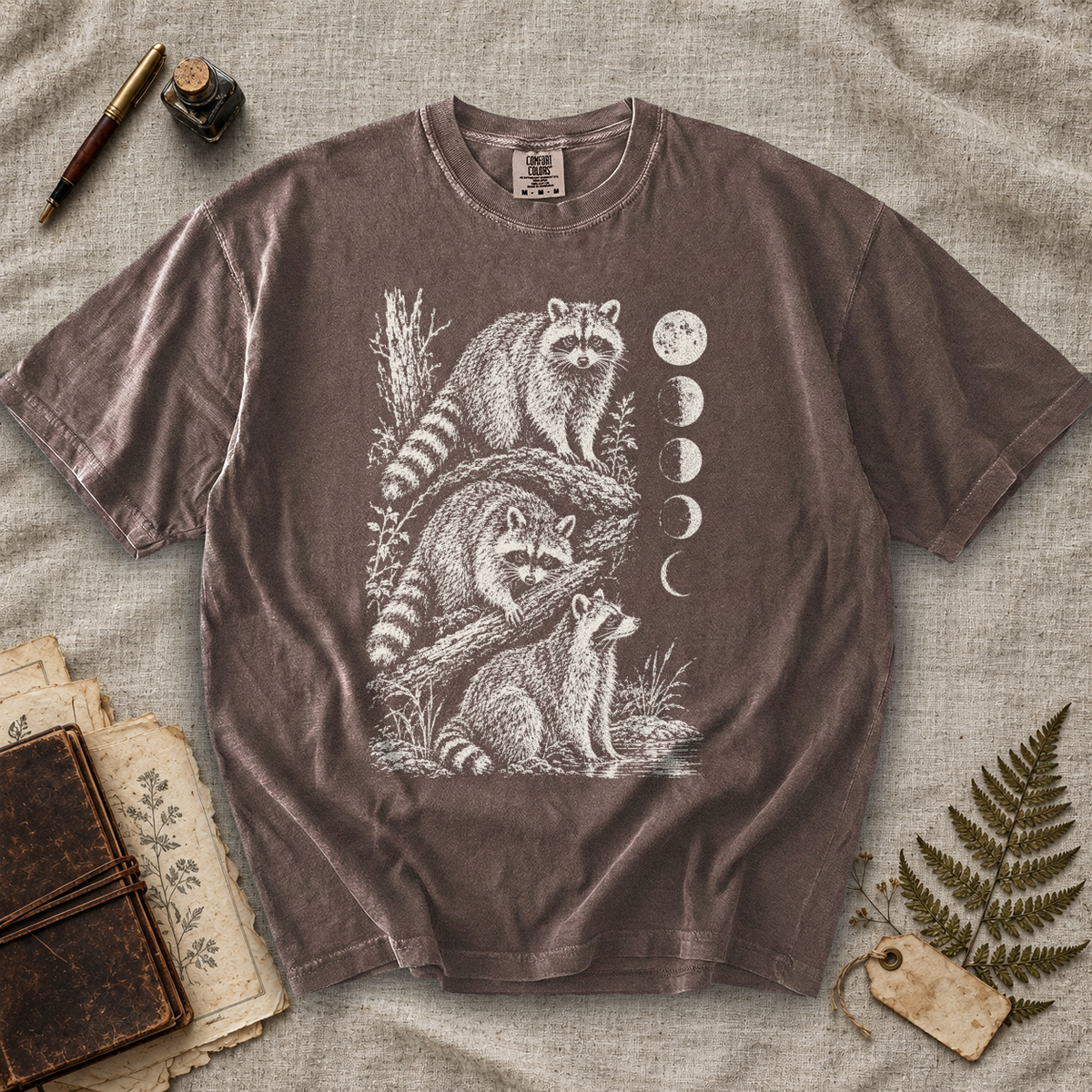 Raccoon Moon Phases T-Shirt
