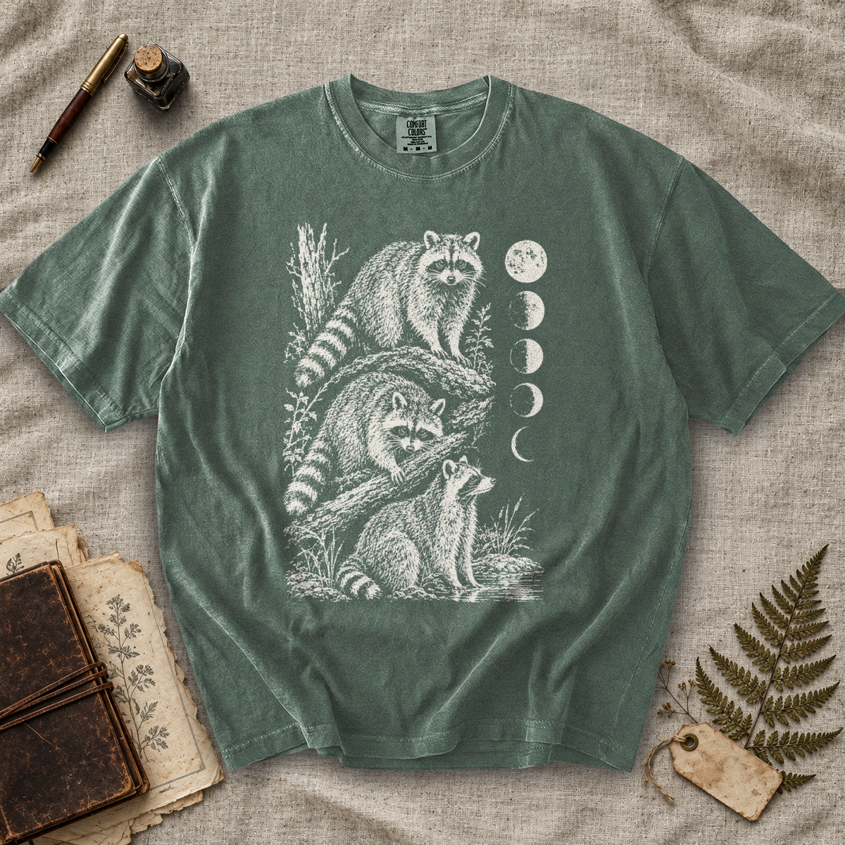 Raccoon Moon Phases T-Shirt