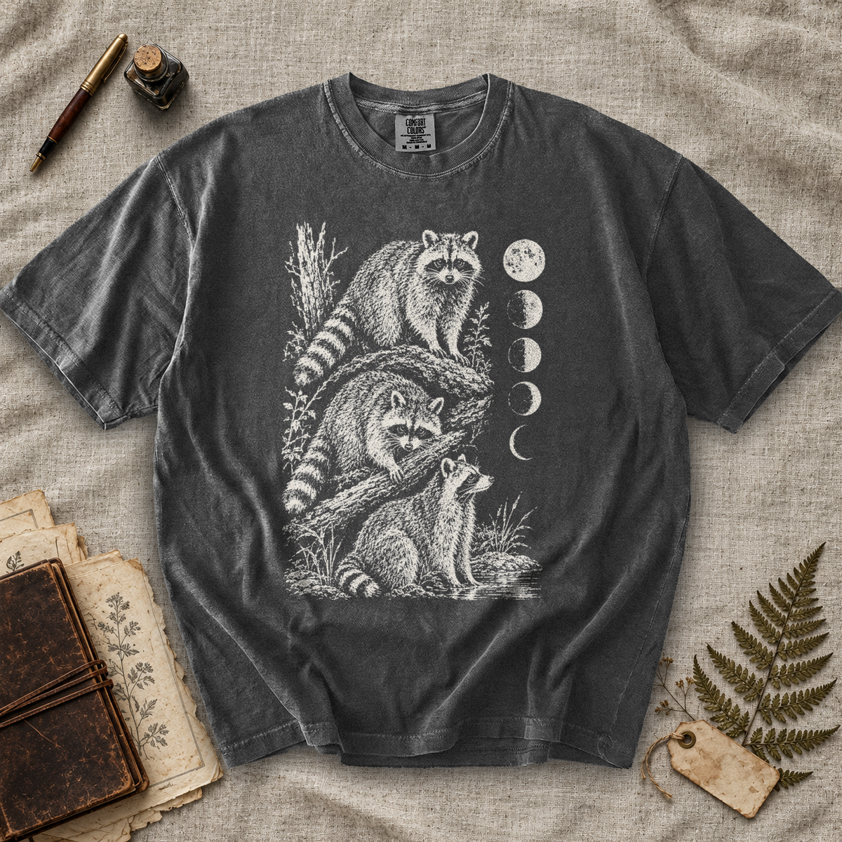 Raccoon Moon Phases T-Shirt