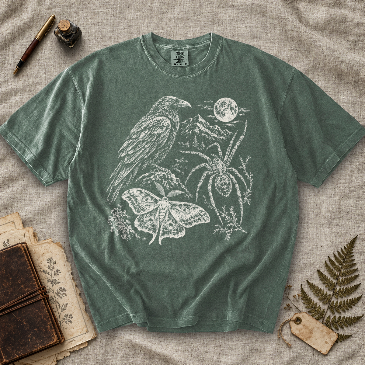 Raven Spider and Moth Moon T-Shirt