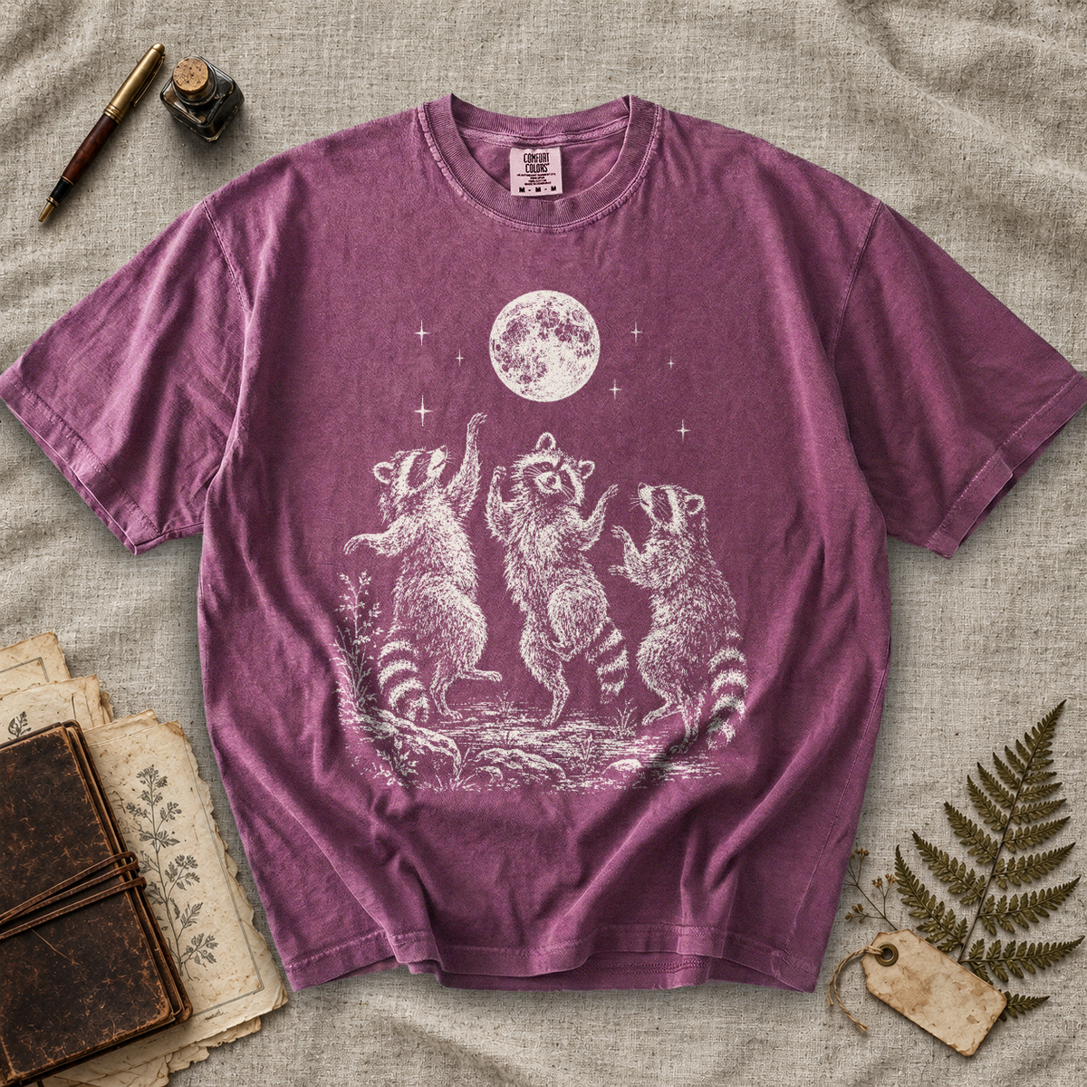 Dancing Raccoons Moon T-Shirt