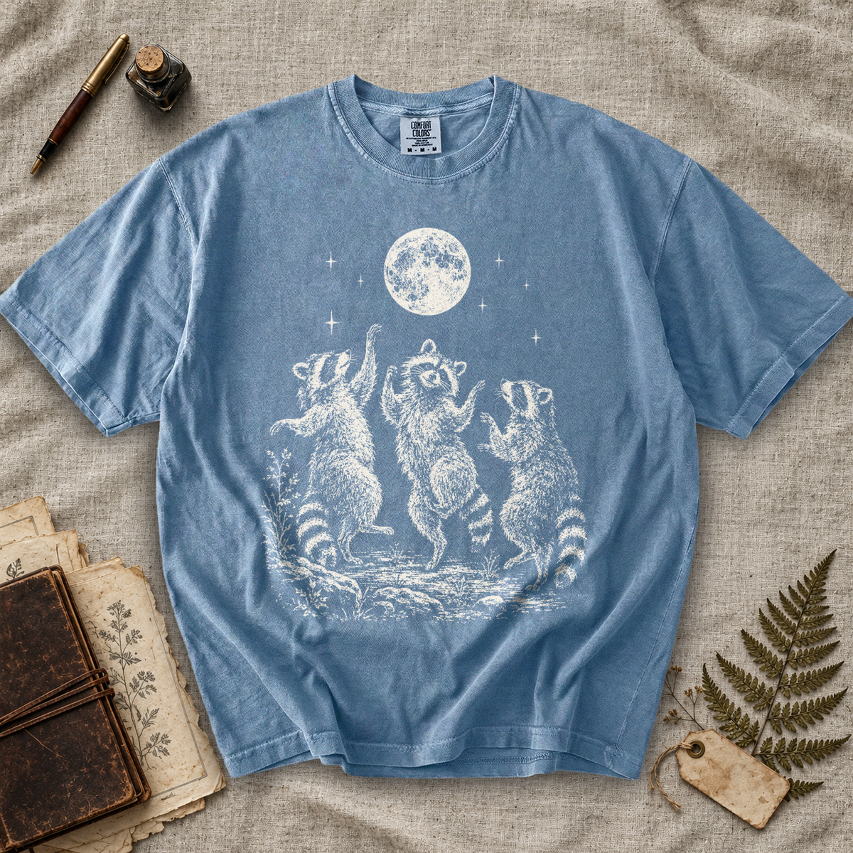 Dancing Raccoons Moon T-Shirt