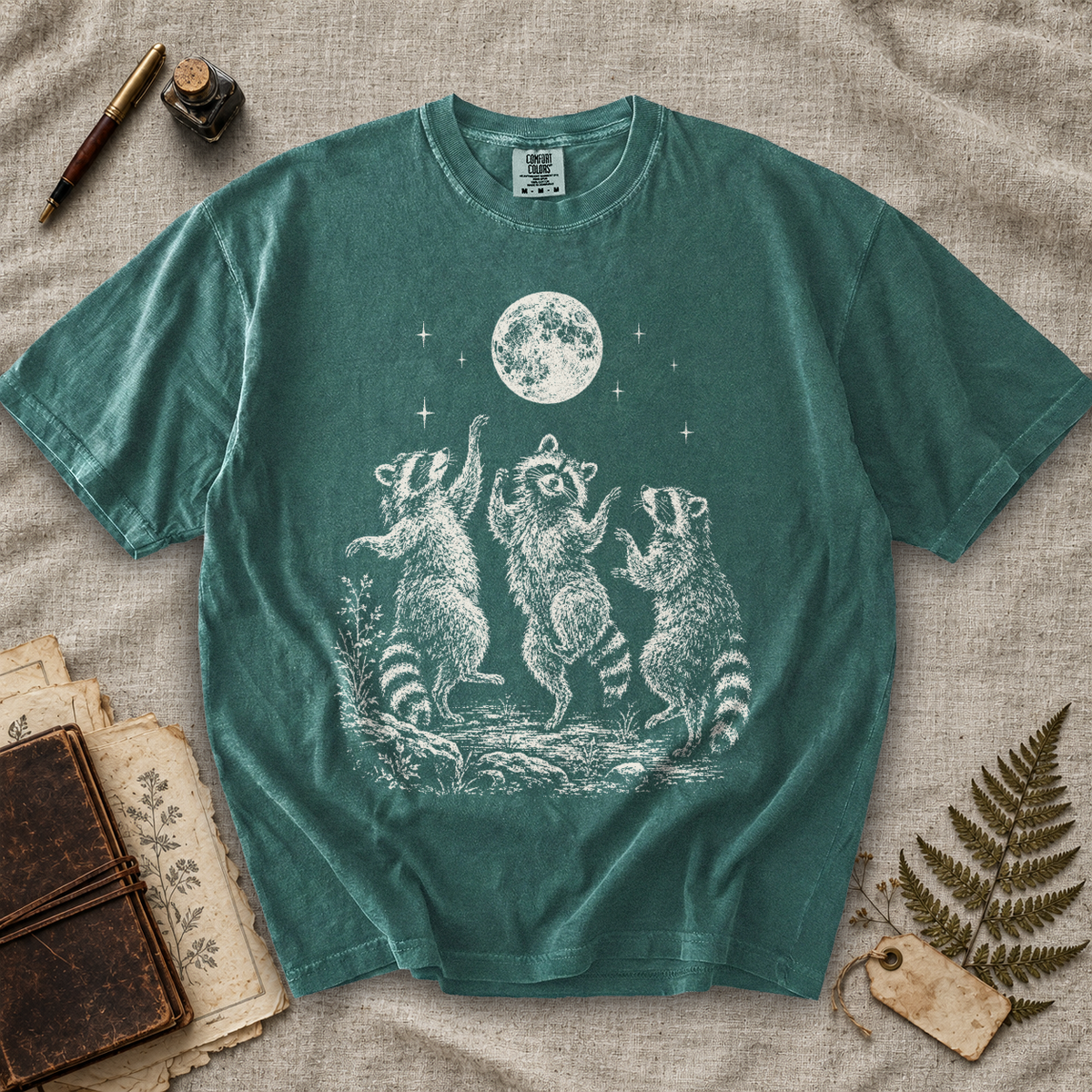 Dancing Raccoons Moon T-Shirt