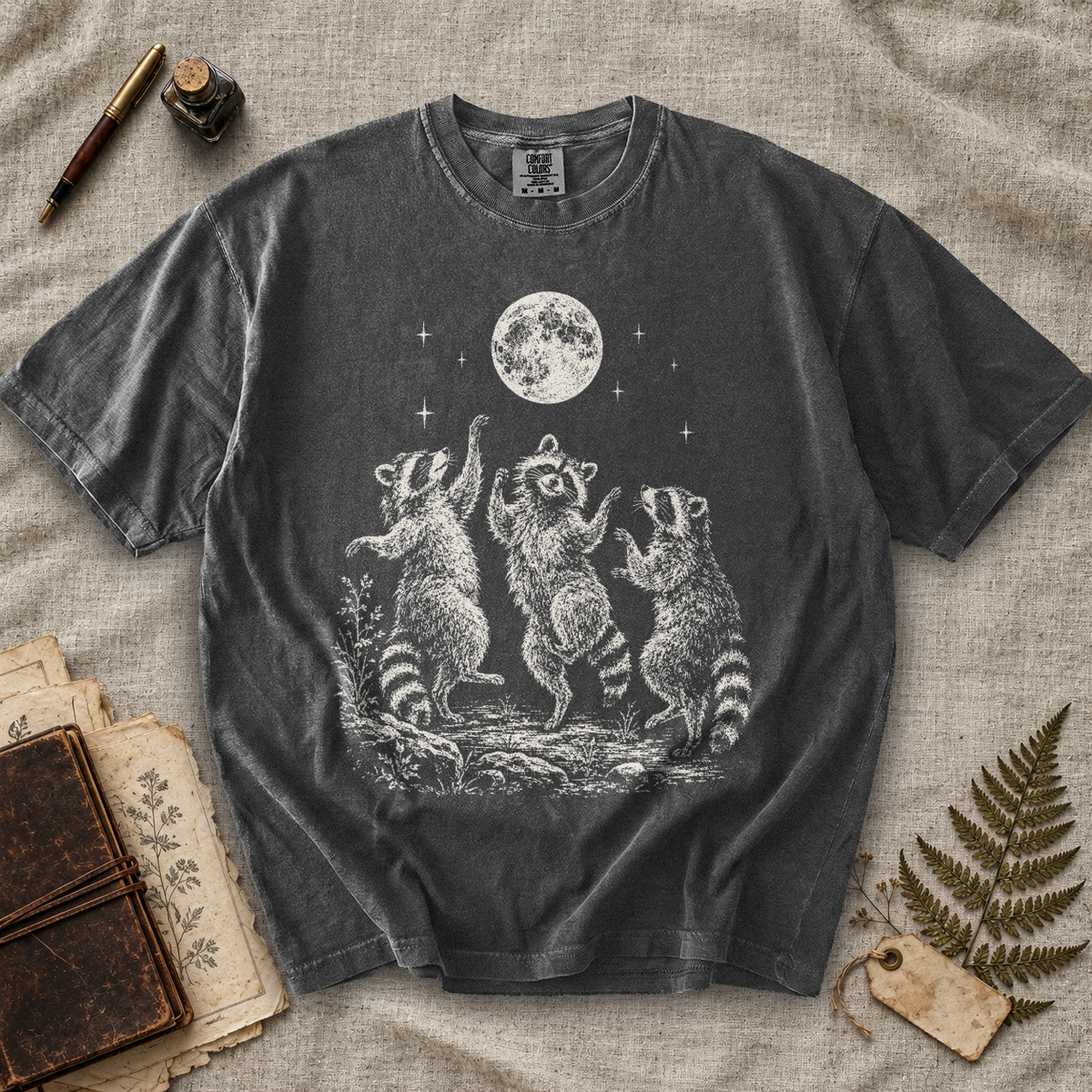 Dancing Raccoons Moon T-Shirt